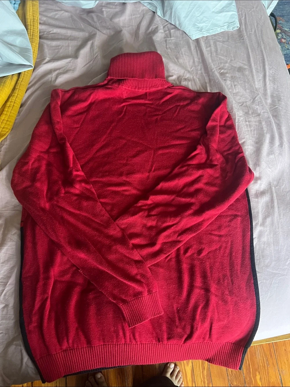 Men's Red and Black Graphic Turtleneck Sweater